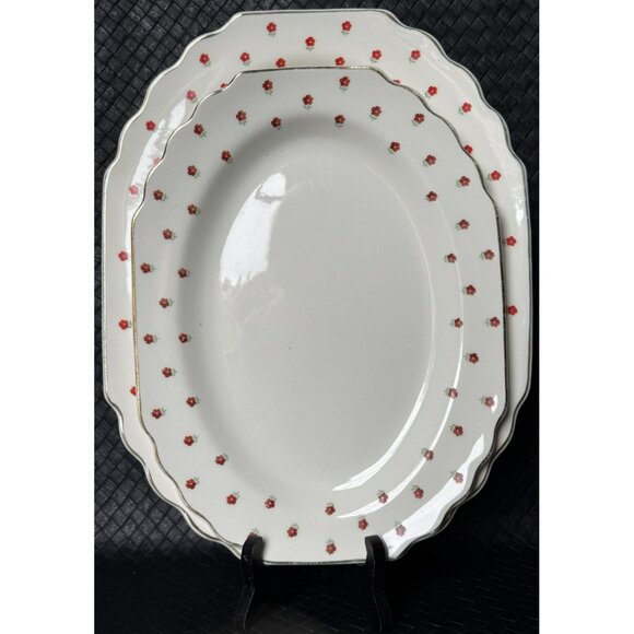 Vintage WS George Serving Platters White Blushing Rose Dalrymple Set Of 2 - Picture 13 of 13